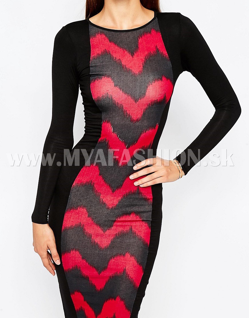 dámske strečové úzke šaty s dlhým rukávom