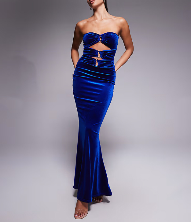 dámske modré zamatové šaty