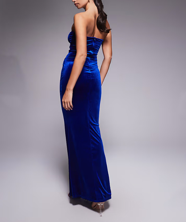 dámske modré zamatové šaty