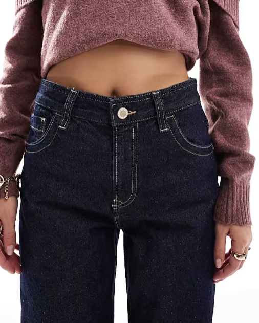 dámske tmavomodré rifle s manžetami