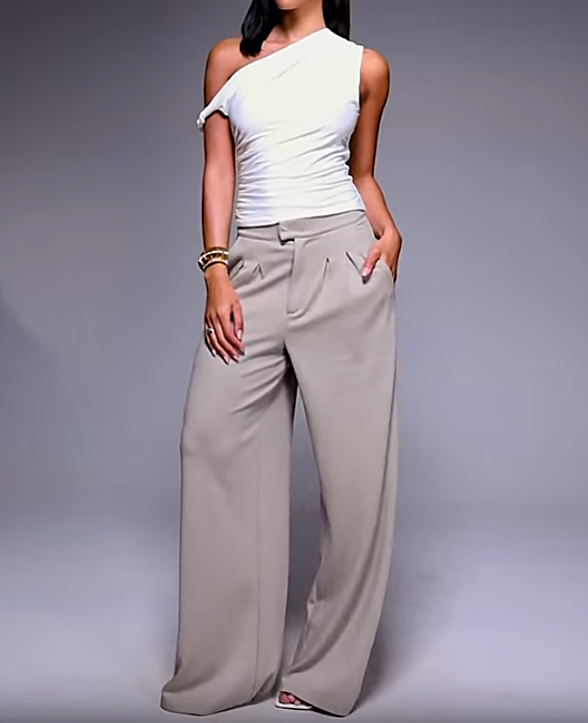 dámske šedé voľné nohavice