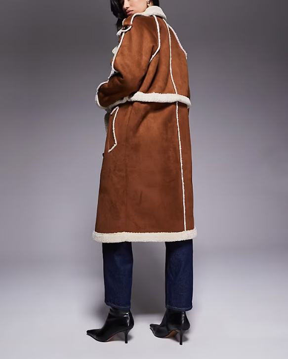 dámsky ťaví shearlingový kabát