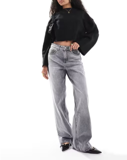 dámske šedé voľné rifle