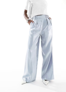 dámske široké lesklé nohavice
