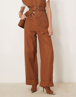 dámske široké hnedé nohavice 