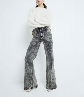 dámske šedé zvonové rifle