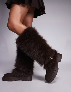 dámske čokoládové kožušinové čižmy