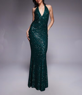 dámske zelené flitové šaty