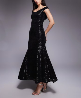 dámske čierne flitrované šaty