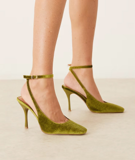 dámske zelené zamatové lodičky