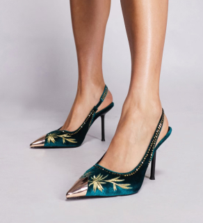 dámske tyrkysové lodičky s kovovou špičkou