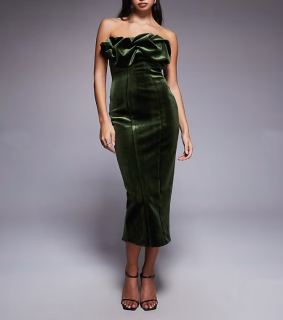 dámske zamatové zelené šaty