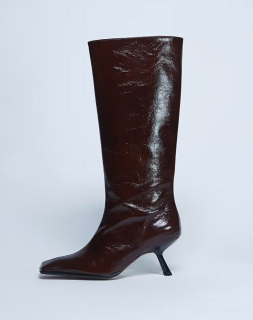 dámske čokoládové kožené čižmy