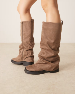 dámske hnedé pokrčené čižmy