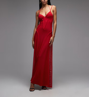 dámske červené dlhé šaty