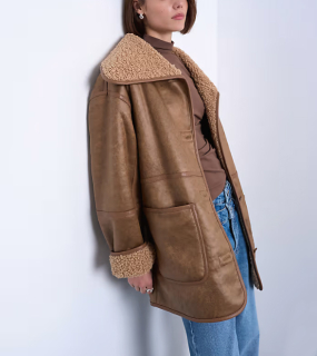 dámska hnedá sherling bunda